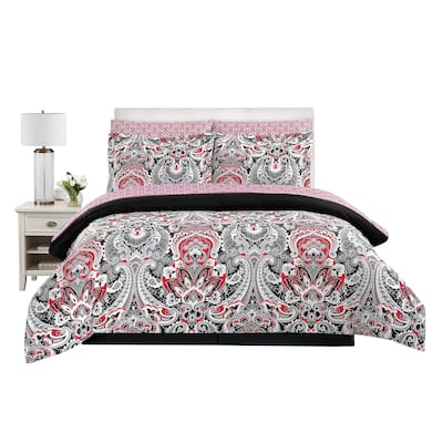 Elegant Cora Damask Paisley Design 7-Piece Comforter Set