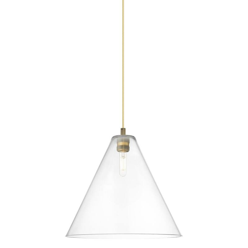 Innovations Lighting 434-1P-15-16 Crown Point Pendant Cone Crown Point - Brushed Brass / Clear