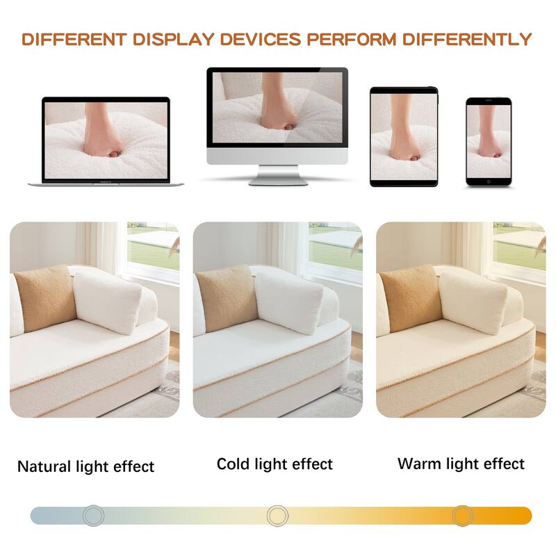 GDF Studio - Aubrey 135" Oversized Teddy Upholstered 4-Seat Boneless Sofa with Symmetrical Aesthetics (No Assembly Required)