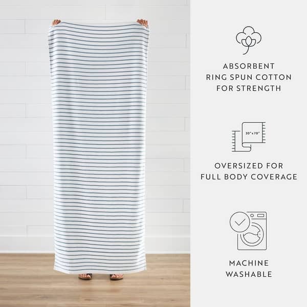 Becky Cameron Ultra Soft Plush 100% Cotton Cabana Towels - 4 Pack - Light Blue