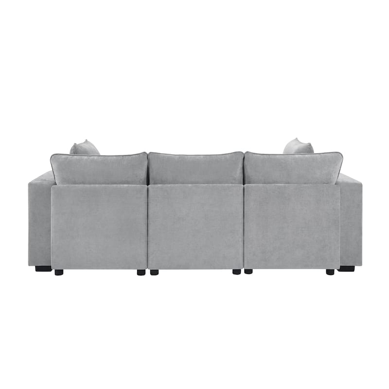 Roomfitters 94 Inch Modular U-Shaped Sectional Sofa with Movable Ottoman and Storage Armrests