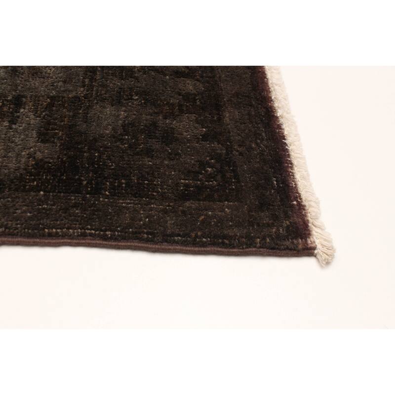 ECARPETGALLERY Hand-knotted Vibrance Black Wool Rug - 4'0 x 5'10