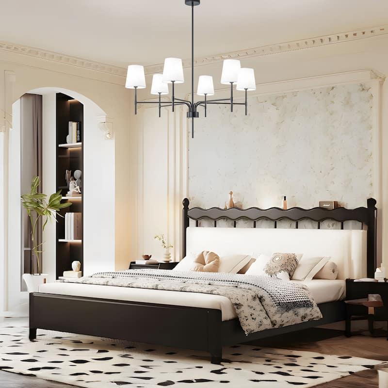 Starsky Transitional & Modern Chandelier with White Fabric Shades
