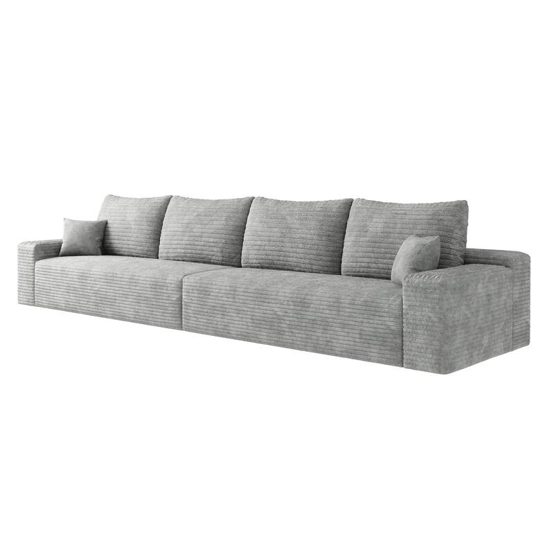 140" Modular Sectional Couch, Grey, Foam, No Assembly Required