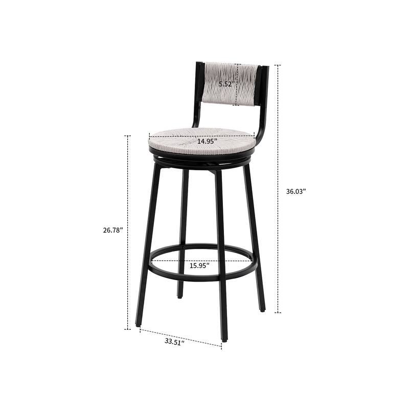 Modern Farmhouse Style Set of Two 360 Degree Swivel Armless Bar Stools