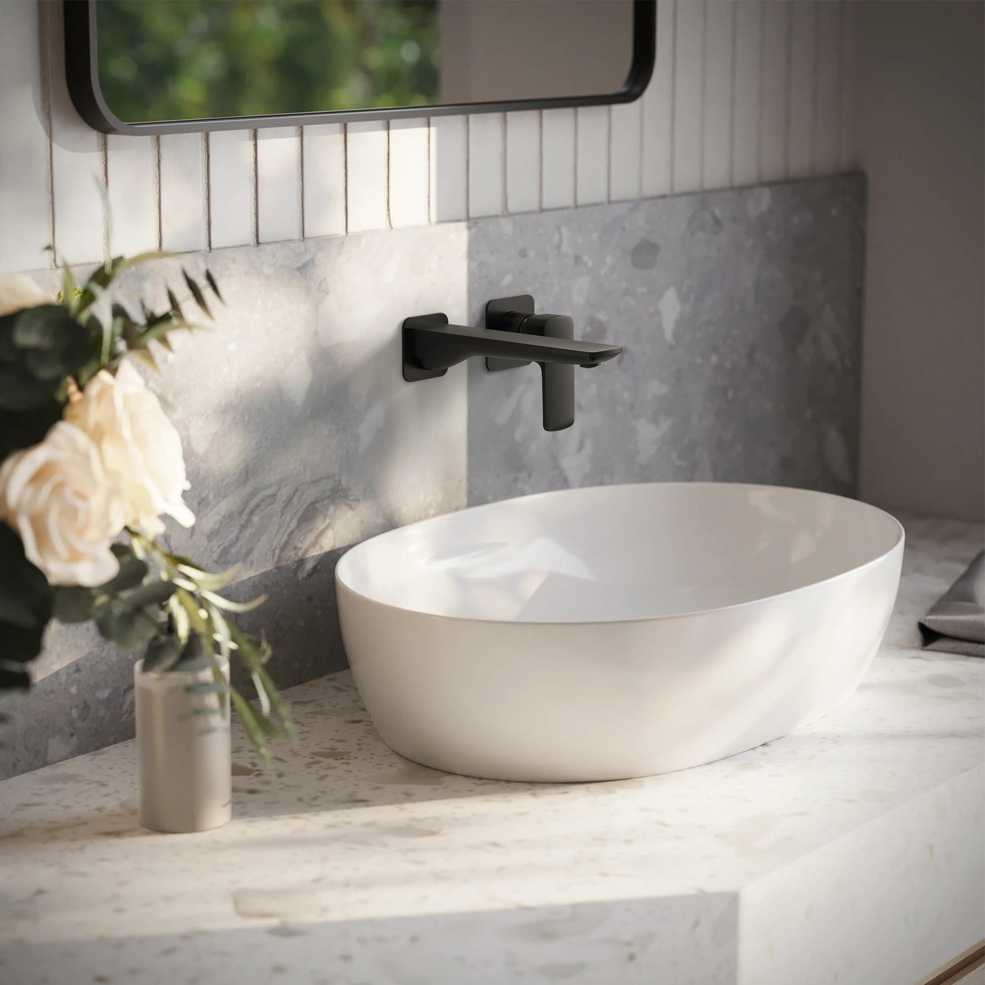 Wall Mounted Bathroom Faucet In-Wall Single-handle Bathroom Sink Faucet with Drain Assembly