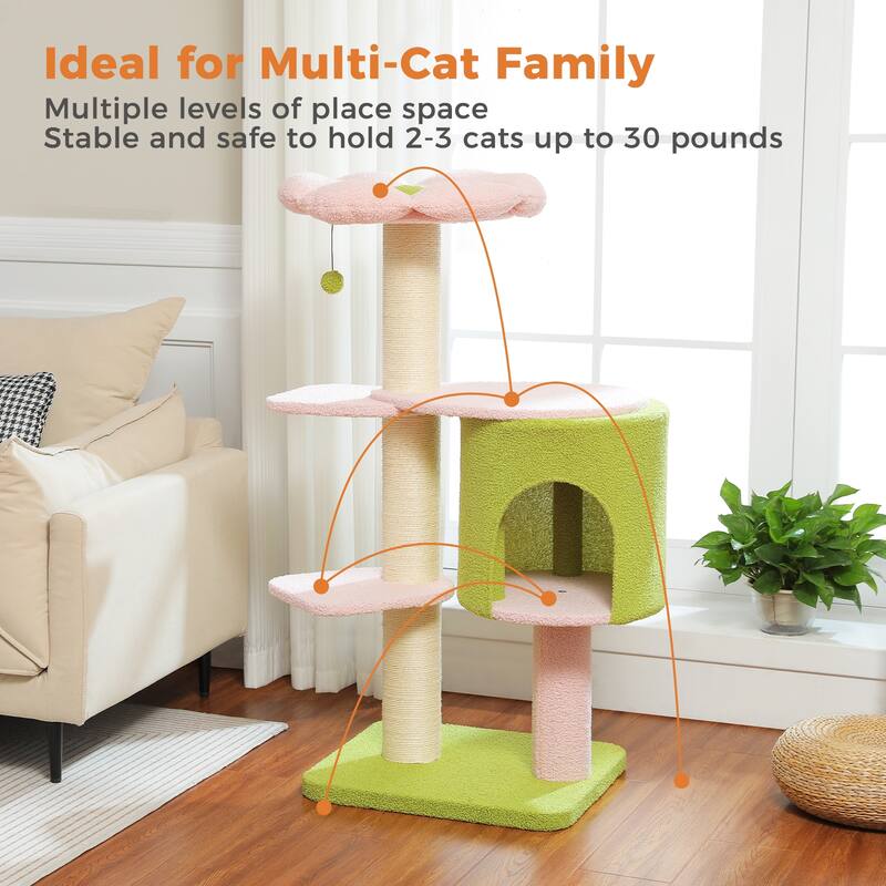 50" Large Cat Tree with 2 Tier Skirting Boards