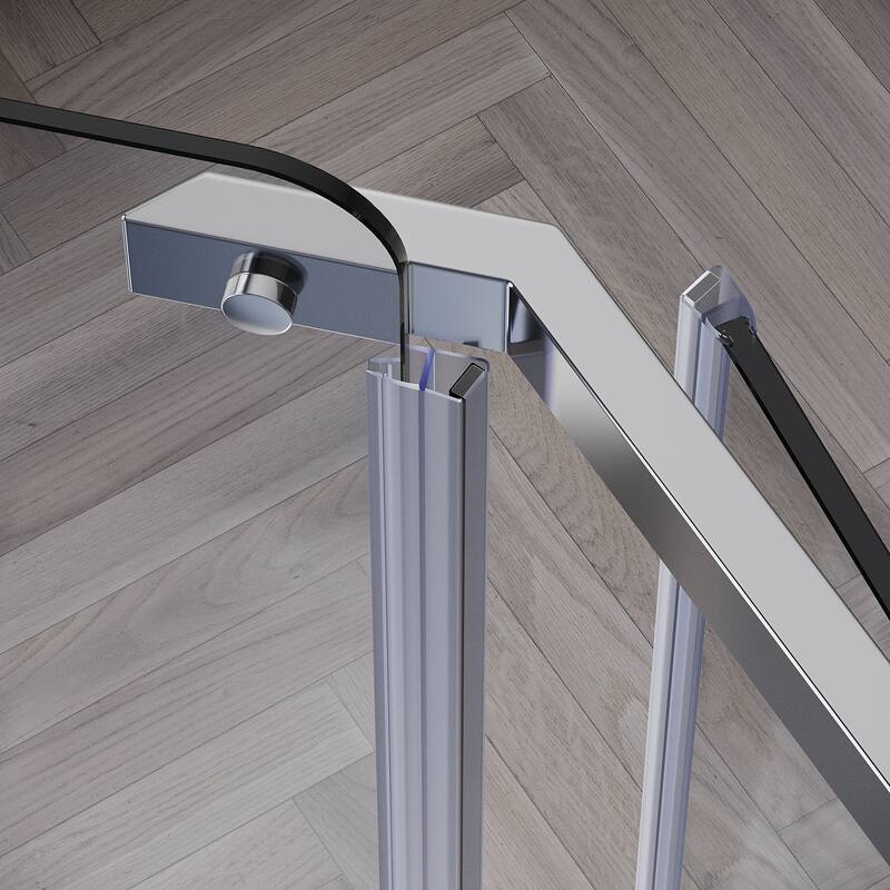 Elegant Corner Shower Enclosure 36 1/2 in. W x 72 in. H Neo-angle Sliding Shower Door 1/4 in. Tempered Glass with Shower Base