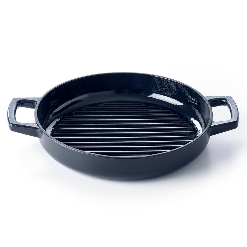 Alva Nori 11" Enameled Cast Iron Griddle Pan, Heavy-Duty Grill Pan - 11"