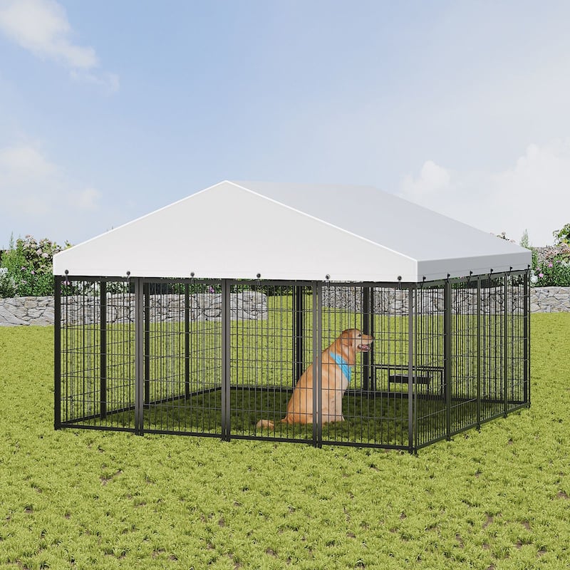 Large Dog Kennel Outdoor Pet Pens Dogs Run Enclosure Animal Hutch Metal Coop Fence