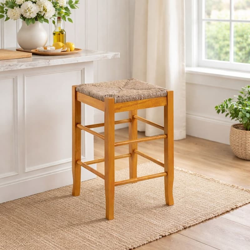 SQ Rush Backless Wood 24-inch Counter Stool - Oak