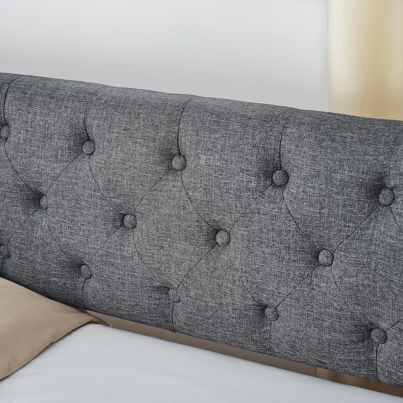 Dark Gray Twin Size Upholstery Daybed with Erectable Trundle & USB Design