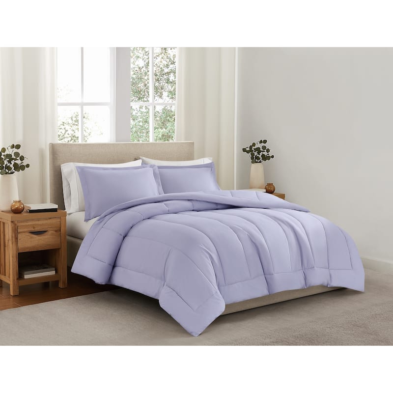 Brooklyn Loom Solid Cotton Percale Comforter Set - Lavender - Twin XL