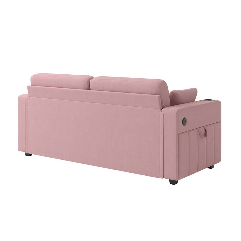 Sofas, Couch Set, 3 Seats Sofa, USB Charging,Wood Frame, Easy to Install, with Storage, Charging Station, Cup Holder