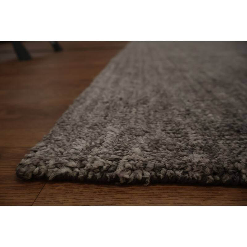 Hand Knotted Oriental 100% Wool Carpet Tribal Contemporary Greys & Charcoal Gabbeh Area Rug - 11' 4'' X 8' 6''