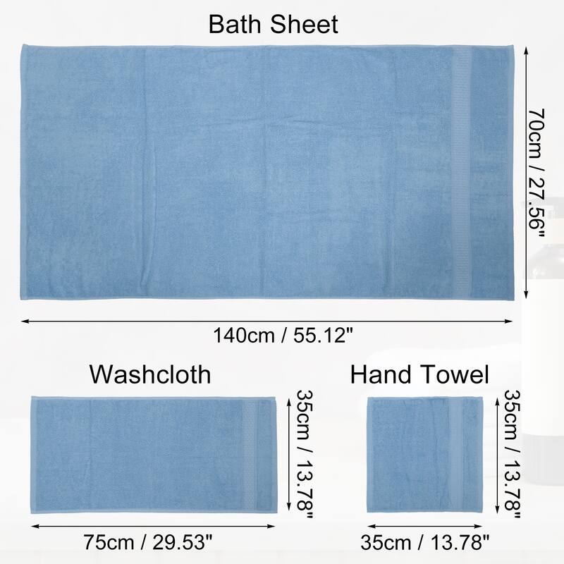 3 Pcs Cotton Bath Towel, Plain Soft Absorbent Cotton Bath Towel, Classic Design, 27.56"x55.12"