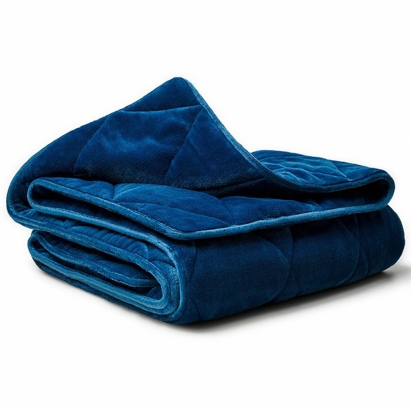 HomeRoots Navy Blue Velvet Weighteded Blanket On Sale Bed Bath