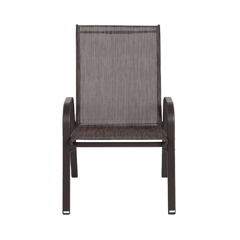 3-Piece Patio Bistro Set w/ 2 Camping Chairs, Steel Top Folding Table