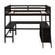 preview thumbnail 41 of 55, Full Size Wooden Loft Bed with Desk and Shelves, Space-Saving Design