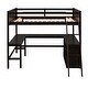 preview thumbnail 4 of 7, Full Size Wooden Loft Bed with Desk and Storage Shelves