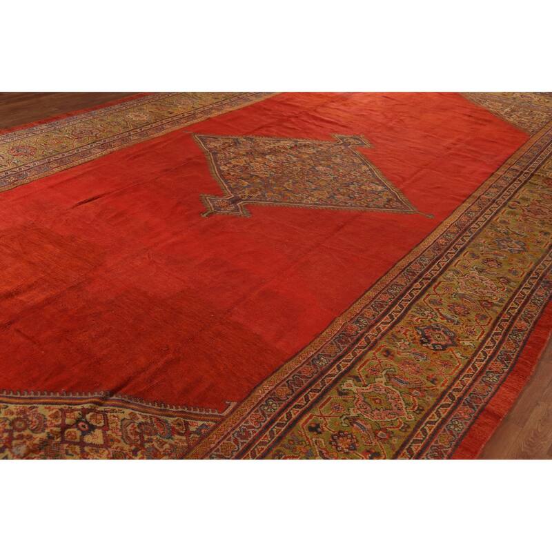 Pre-1900 Antique Sultanabad Persian Large Rug Hand-Knotted Wool Carpet - 9'8"x 16'7"