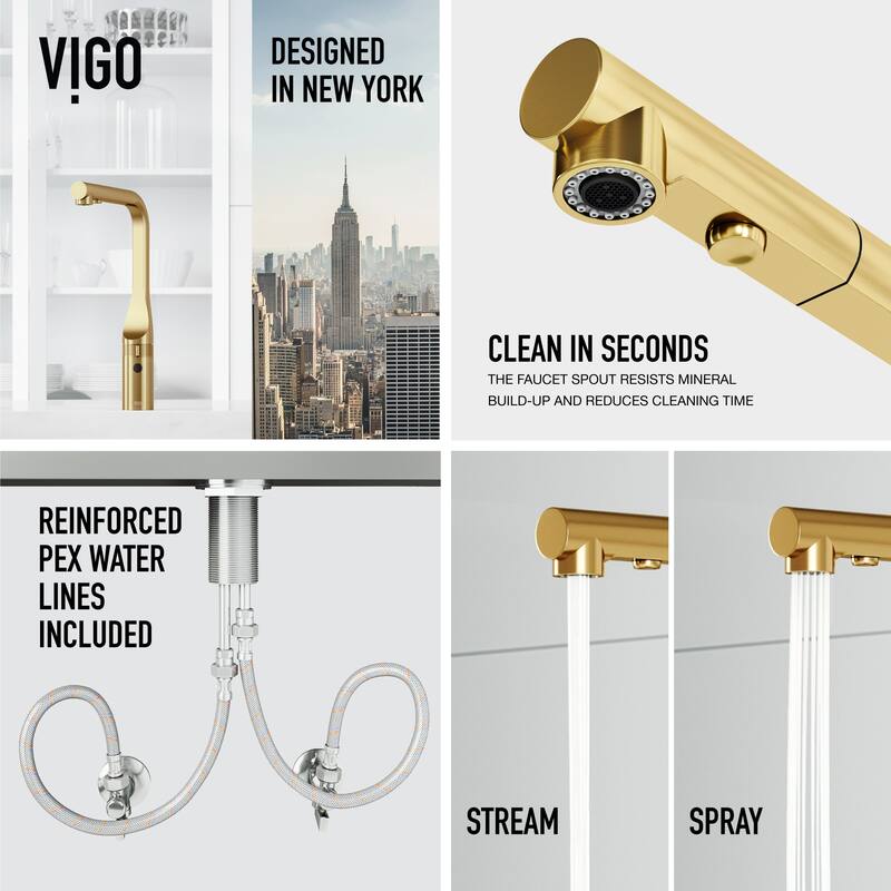 VIGO Jewel 15" H Touchless Pull-Out Sprayer Kitchen Faucet