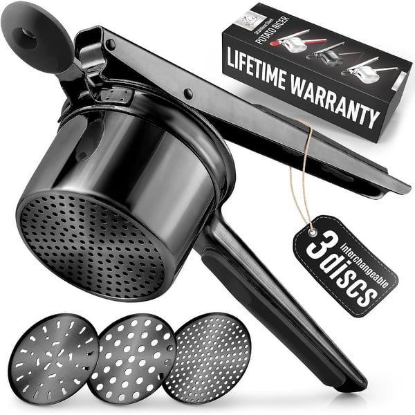 GloTika 15oz Potato Ricer Masher - Stainless Steel, Ergonomic Handle, For Mashed Potatoes & Baby Food (Rose Gold)