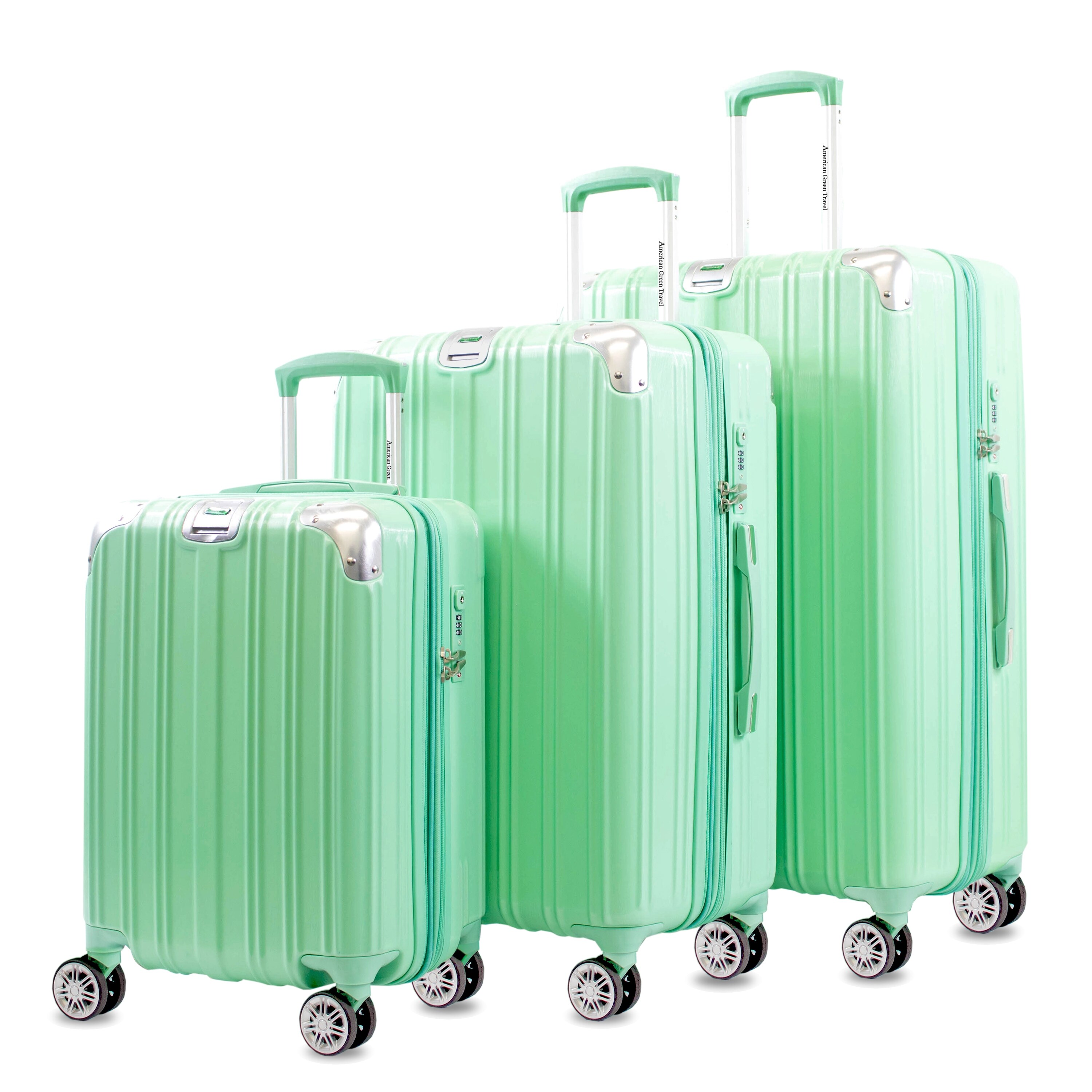 green travel luggage