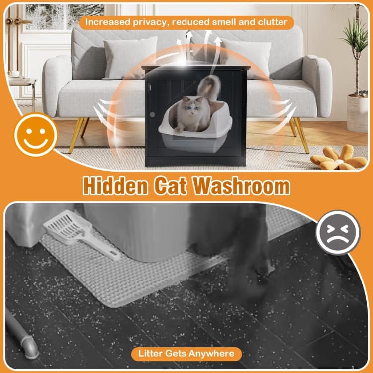 Stylish Cat House Nightstand with Magnetic Door for Easy Cleaning - 20" x 19.5" x 18.5" (L x W x H)