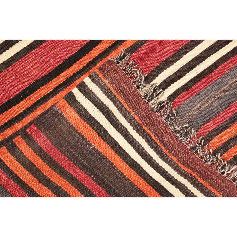 Hand Woven Oriental 100% Wool Carpet Southwestern Geometric Multi-Colored Kilim Area Rug - 10' 2'' X 4' 8''