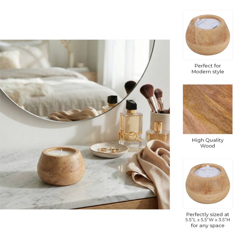 Decorative Vanilla Scented Mango Wood Bowl Candle