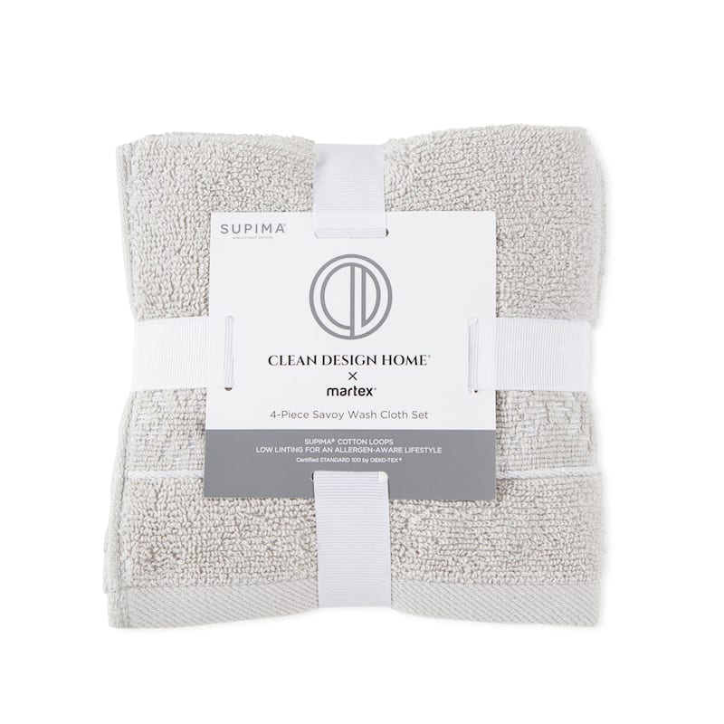 Clean Design Home x Martex 4-Pack Wash Towel Set