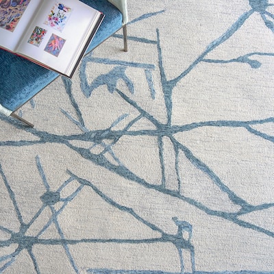 EXQUISITE RUGS Mystic Hand-tufted New Zealand Wool Navy Area Rug.