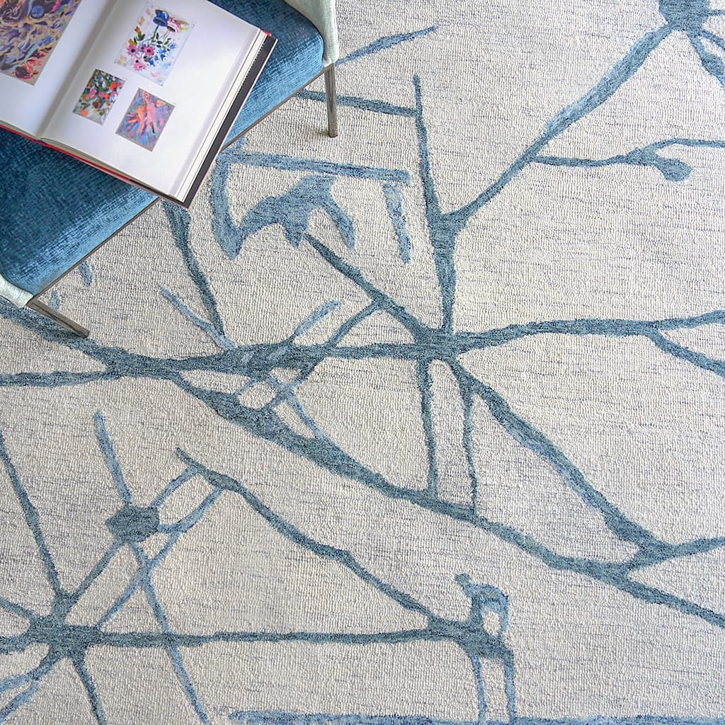 EXQUISITE RUGS Mystic Hand-tufted New Zealand Wool Navy Area Rug.