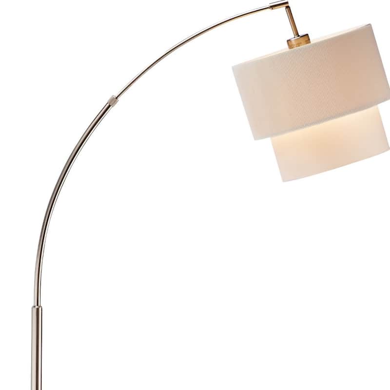 Metal Arched Floor Lamp with Fabric Drum Shade Adjustable Height Rotary Switch - 35” x 13” x 71” (D x W x H)
