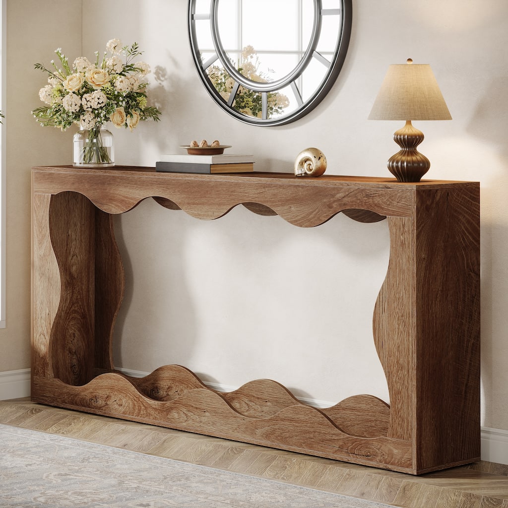 63-Inch Wood Console Table, Rectangular Entryway Table for Living Room