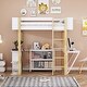 preview thumbnail 3 of 17, White Twin Size Solid Wood Loft Bed with Storage Cabinet & Desk