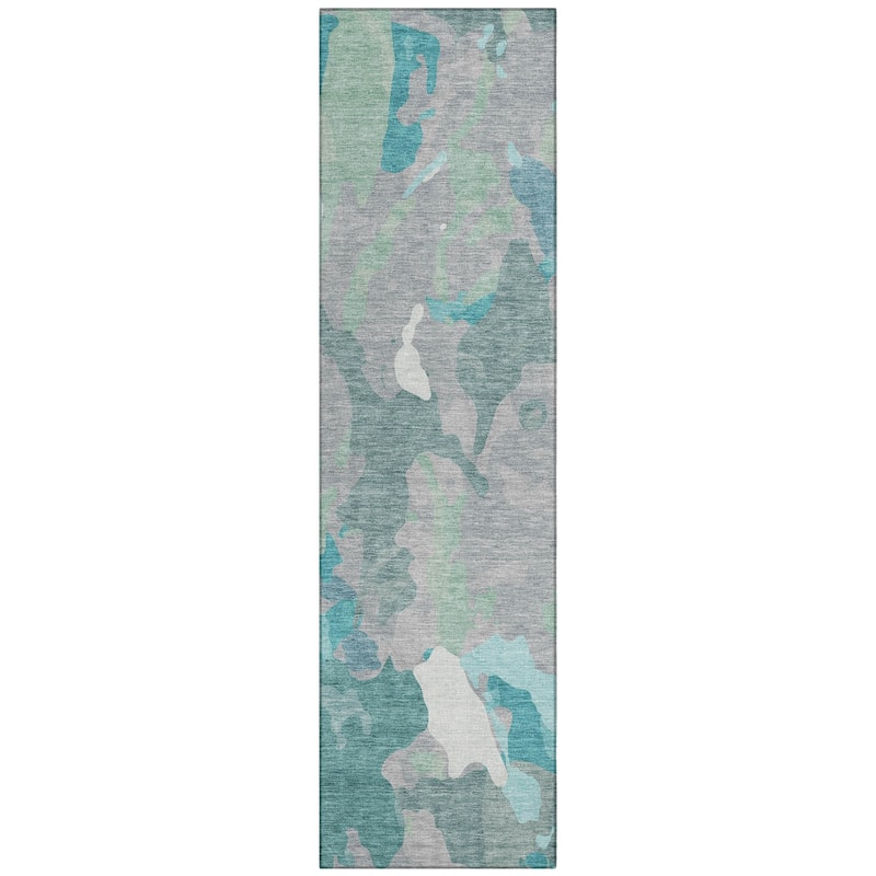 Machine Washable Indoor/Outdoor Modern Brushstrokes Chantille Rug