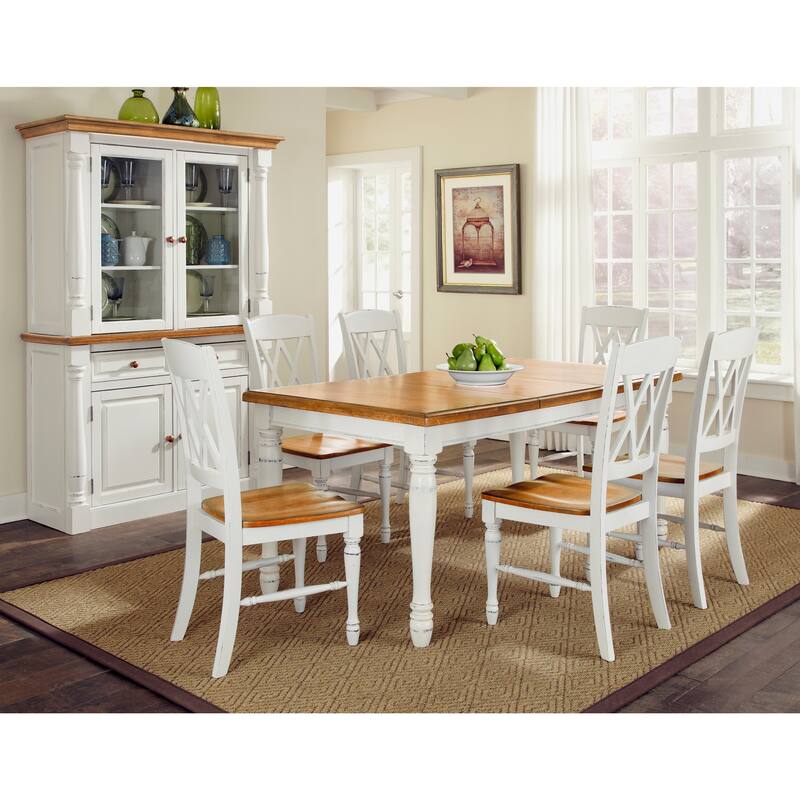 Monarch Off-White Wood 7 Piece Dining Set With18" Removable Leaf by Homestyles
