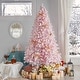 preview thumbnail 1 of 16, Yaheetech Pre-lit Flocked Artificial Christmas Tree Snow Frosted Christmas Tree, Pink