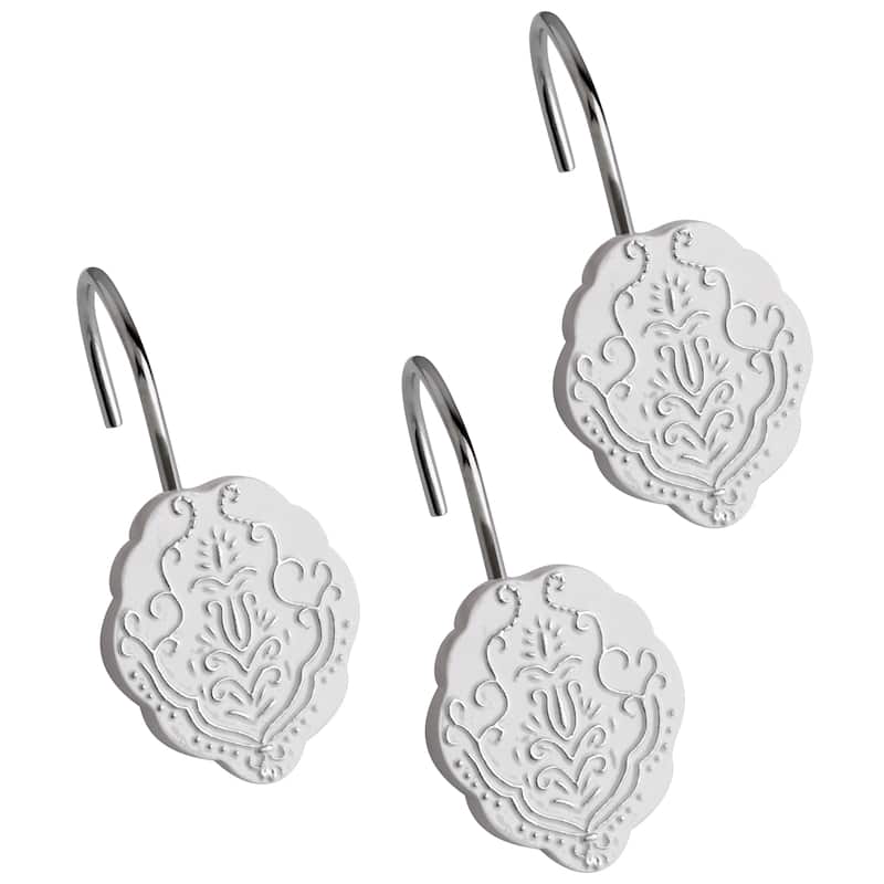 Creative Scents Vintage White Shower Curtain Hooks - Set of 12