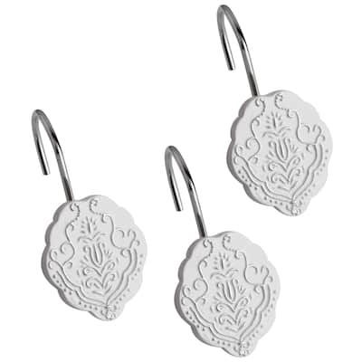 Creative Scents Vintage White Shower Curtain Hooks - Set of 12