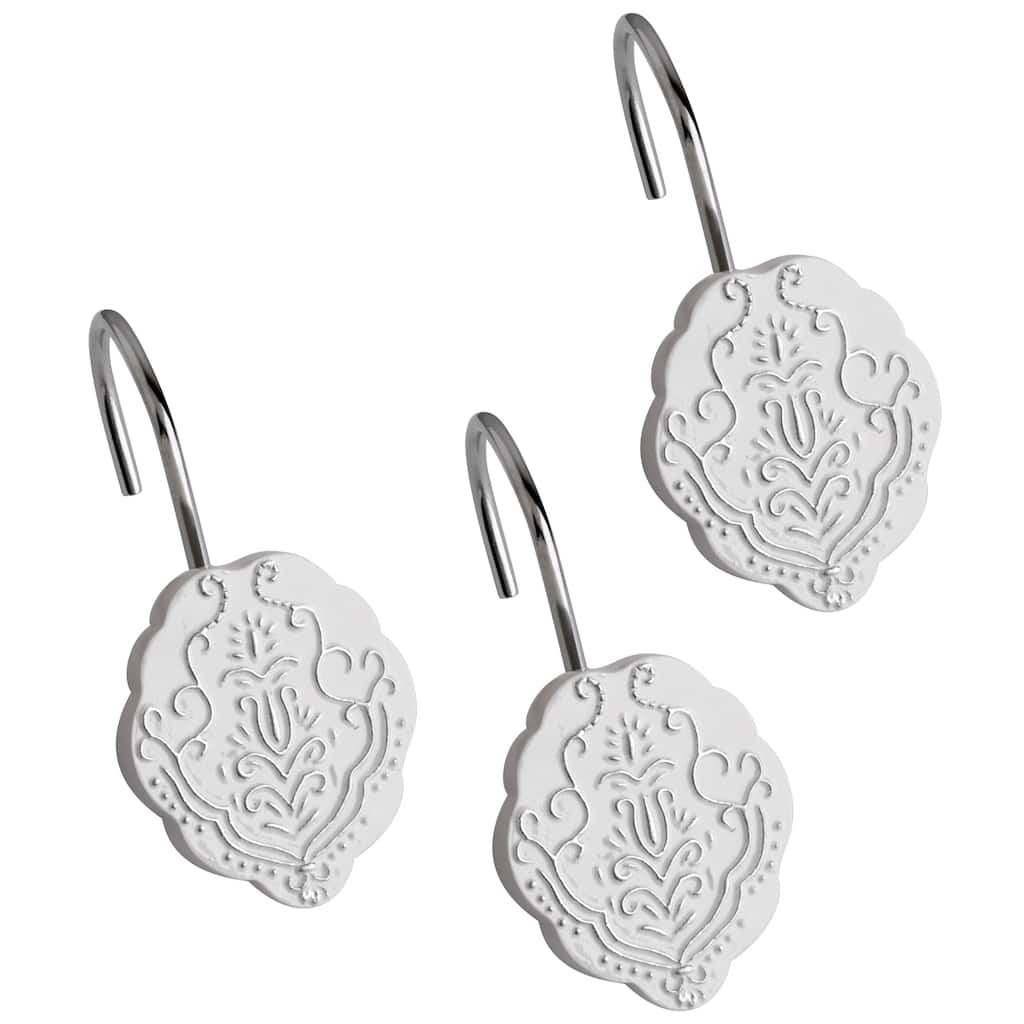 Creative Scents Vintage White Shower Curtain Hooks - Set of 12