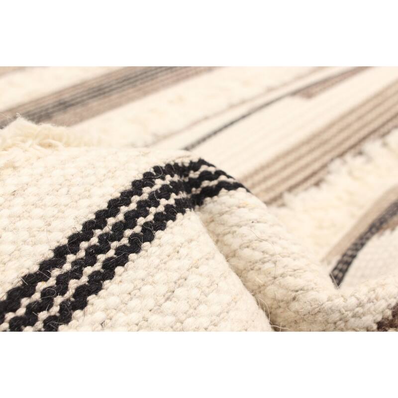 ECARPETGALLERY Hand Tufted Timeless Cream Wool Rug - 5'0 x 8'0