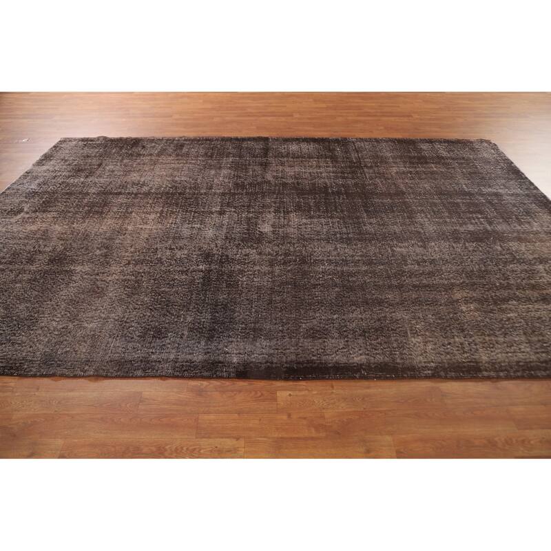 Over-Dyed Solid Anatolian Turkish Vintage Rug Handmade Wool Carpet - 6'11" x 10'7"