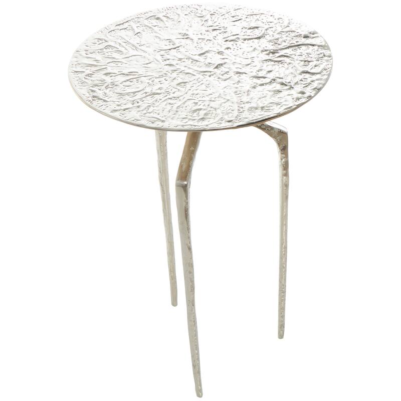 Silver, Gold or Gray Aluminum Metal Slim Textured Geometric Accent Table