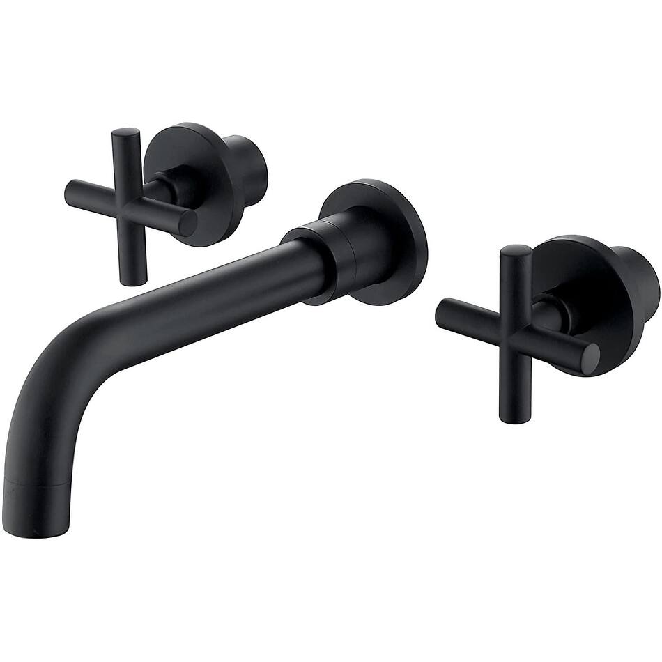 Classic CrossHandle Wall Mount Bathroom Faucet in Matte Black Finish