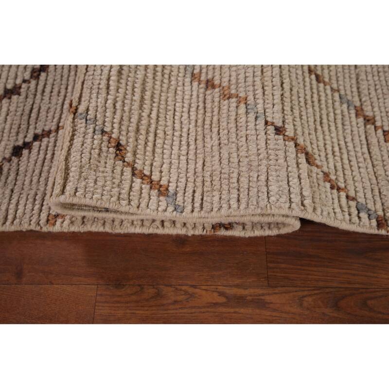 All-Over Geometric Moroccan Oriental Area Rug Hand-Knotted Wool Carpet - 7'0" x 10'5"