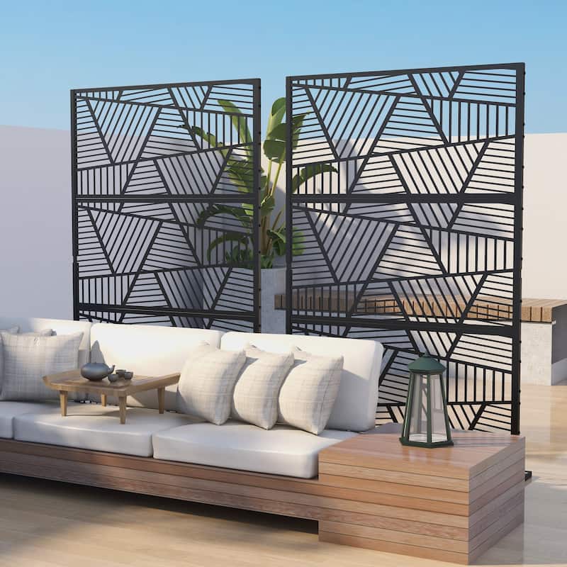 Outdoor Privacy Screen with Stand for Patio Garden Metal Fence