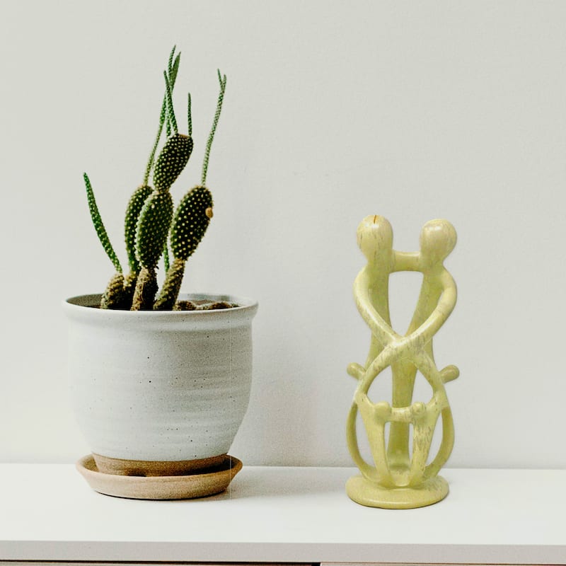 Soapstone Family Sculpture: Natural Stone